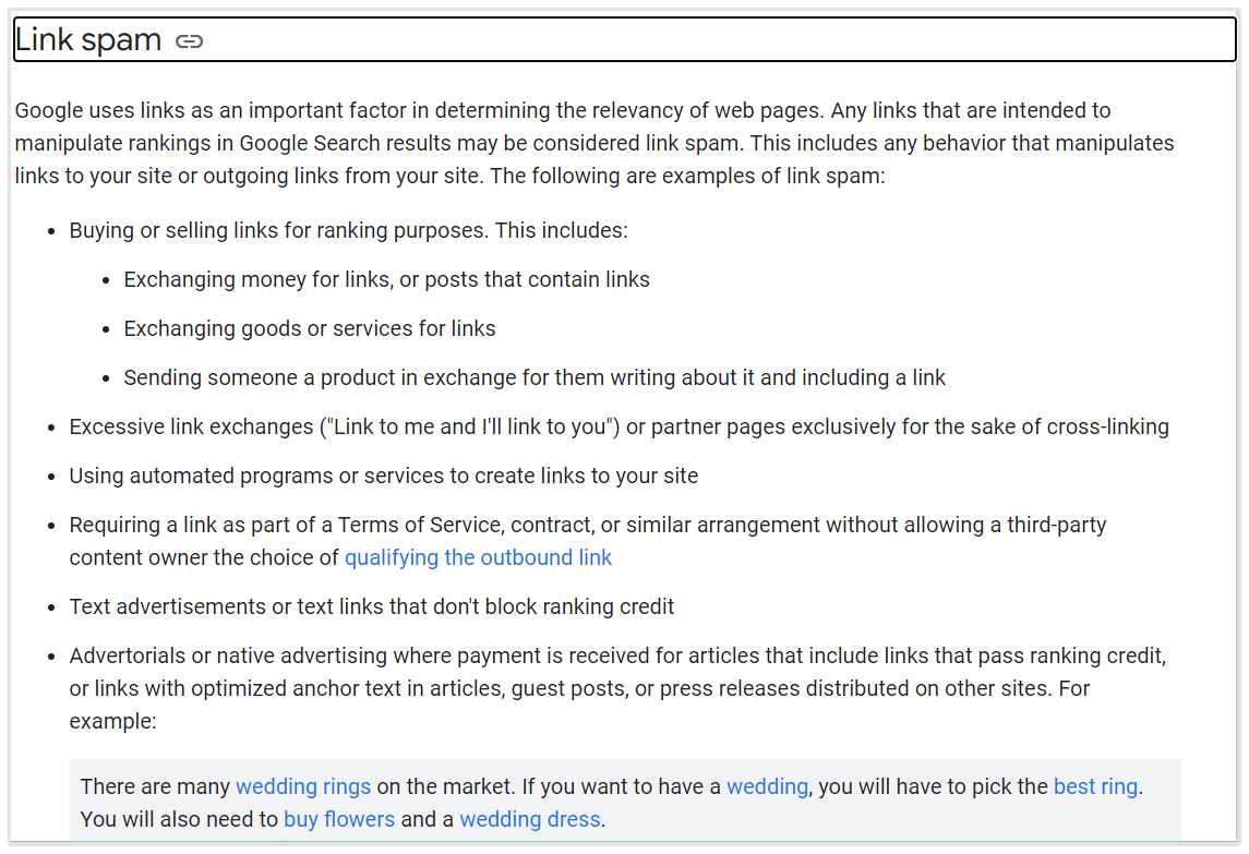 Wytyczne Google dotyczące spamu linkowego