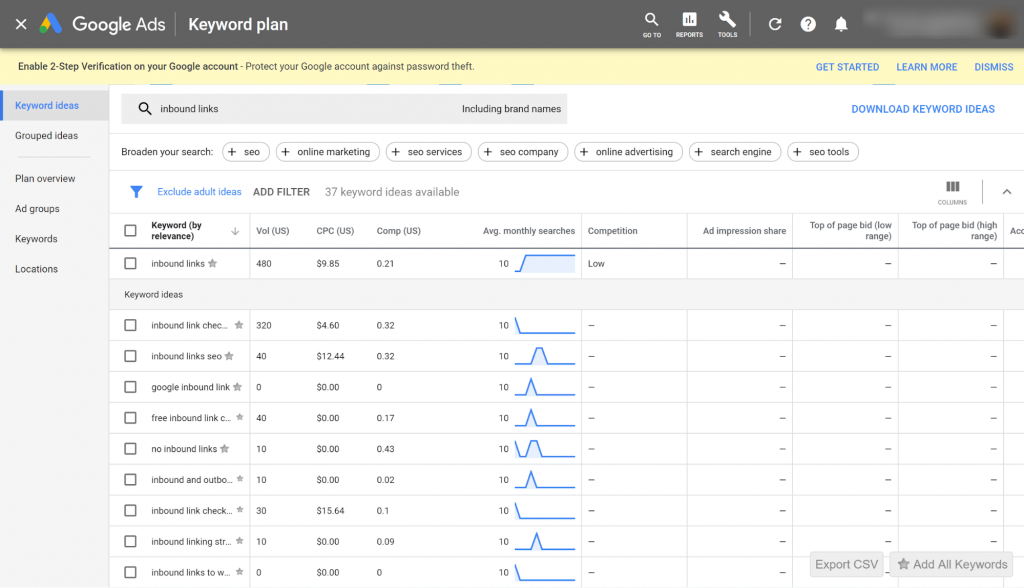 Google Keyword-Planer